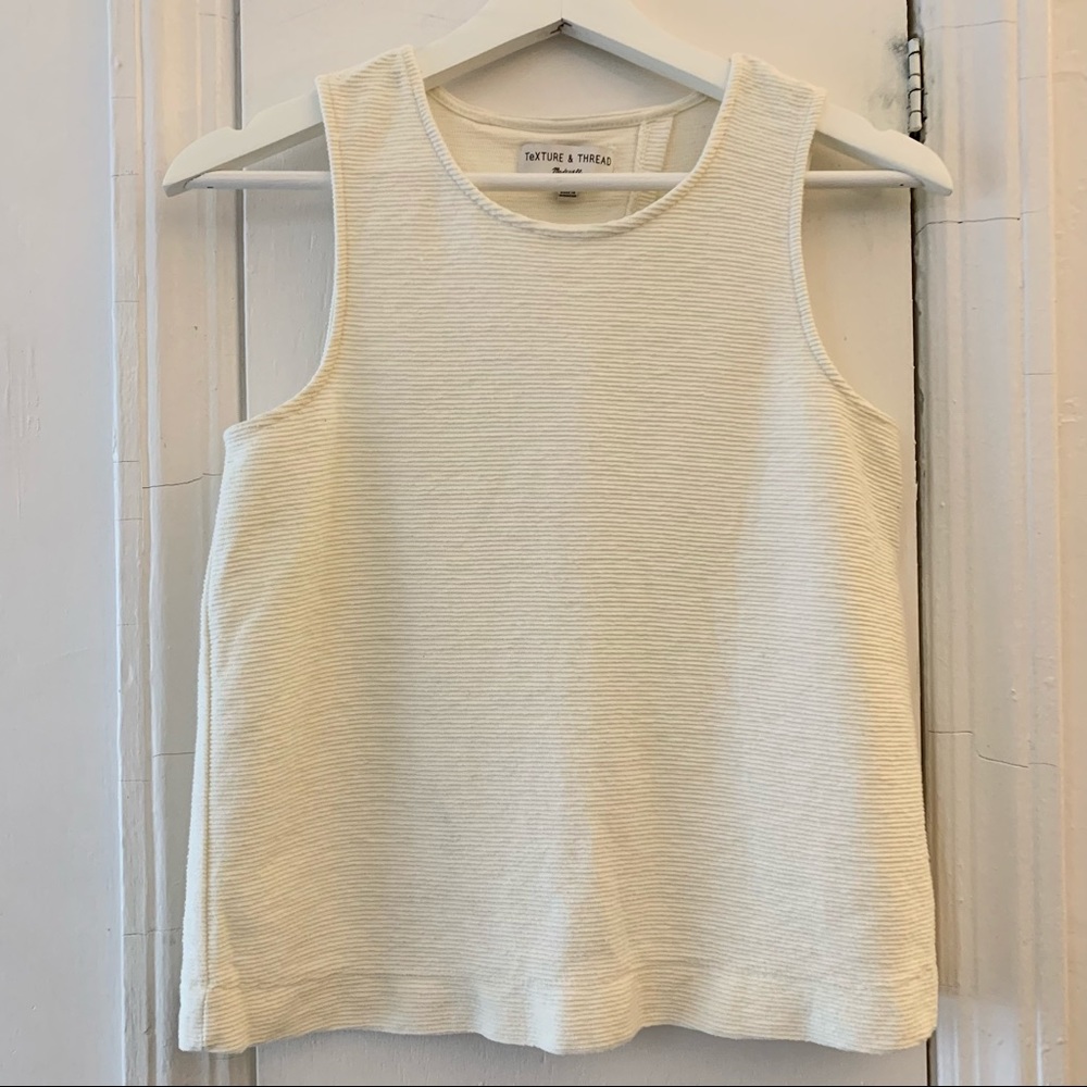 Madewell Texture & Thread Split Back Tank Xs White - image 3